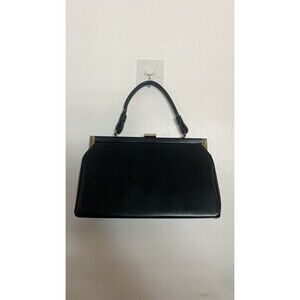 1950s Vintage Era Dubette New York Structured Black Leather Handbag